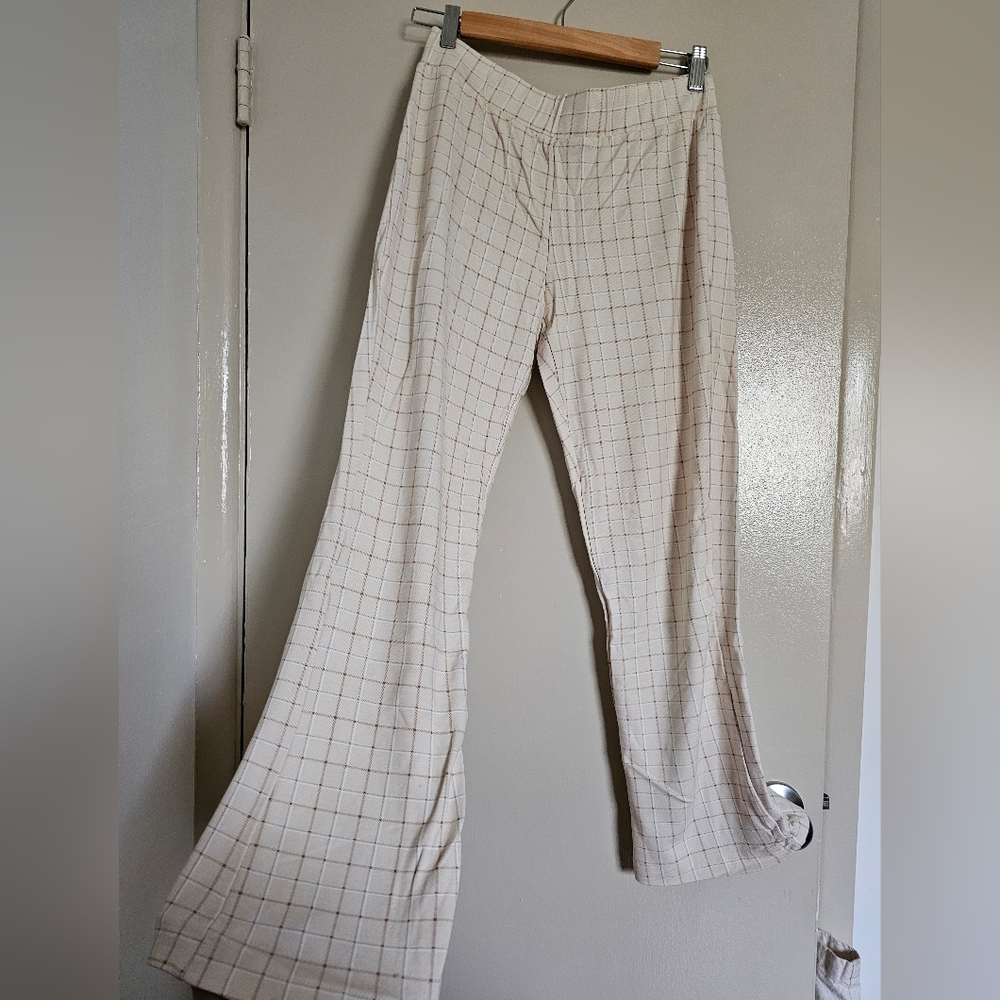 Crosby Cream Plaid Flare Pants